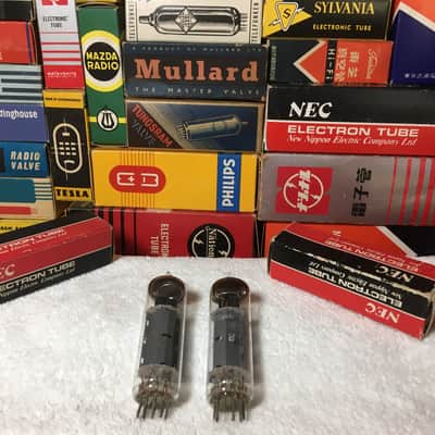 2 NEC Nippon Japan 6BQ5 EL84 Audio Tubes ~ BlackPlate Wings ~ NOS Matched Pair ~ Neutral Uncolored Tone Phenomenal Bass Smoth Warm Vintage image 2