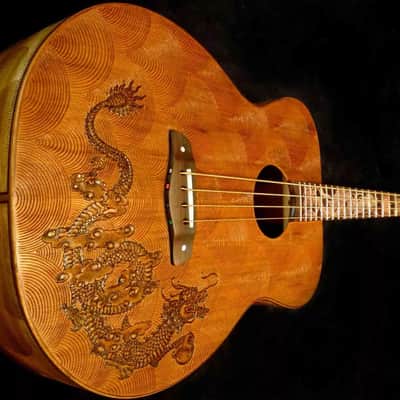 Blueberry Handmade Acoustic Bass Guitar Dragon Motif Bild 5