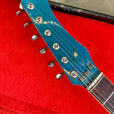 Guyatone LG-350T Sharp 5 c 1967 Blue sparkle original vintage MIJ Japan bizarre guitar guya image 4
