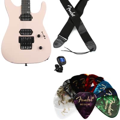 Jackson American Series Virtuoso Electric Guitar - Satin Shell Pink Bundle with Fender 2" Polyester Logo Strap - Black with White Logo... (4 Items) image 1