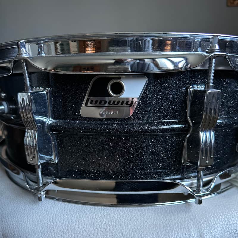 Ludwig LM404 Acrolite 5x14" 8-Lug Aluminum Snare Drum with Black/White Badge 1994 - 2012 - Black Galaxy image 1