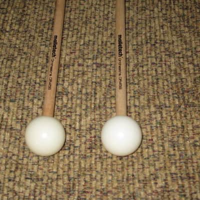 ONE pair new old stock (with packaging) Malletech OR45B Orchestra Series Mallets (Bells, Xylophone, Glock and multi-percussion) 1 and 1/8" Hard Heavy White Ball Heads, Orchestra Length Birch Handles (from around 2019) Made in USA image 7