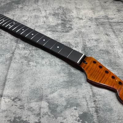 BMC Guitar Neck Strat® Stratocaster® 22 Fret Roasted Tiger Flame Maple With Rosewood Fingerboard 9.5 Radius.   (SN108) image 1