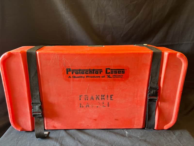 Frankie Banali's Quiet Riot Protechtor - 31x14x11" Rolling Hardware Hard Case, Stenciled 1980s–1990s - Orange image 1