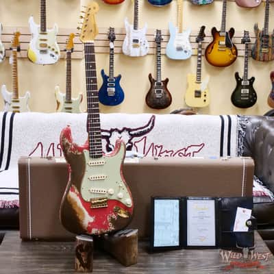 Fender Custom Shop Wild West Guitars 25th Anniversary 1960 Stratocaster Hardtail Madagascar Rosewood Fretboard Heavy Relic Fiesta Red 7.15 LBS image 6