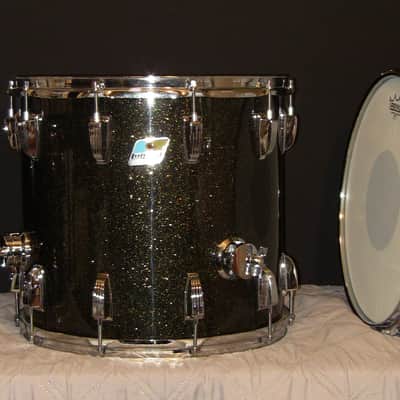 Ludwig 70's -90's Mixed lot of 3 drums in Black Galaxy Sparkle /True Black Glass Glitter image 8