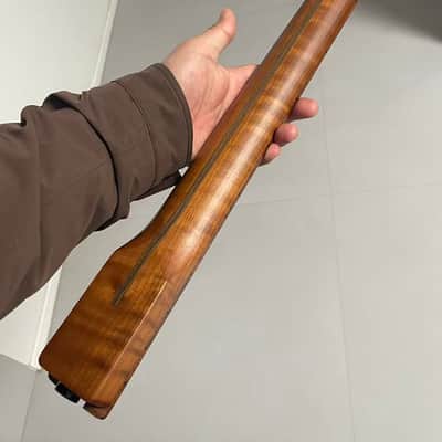 1 Round End stainless steel 22frets Roasted flame Maple Electric guitar neck Spoke Wheel Truss Rod 25.5inch hole 10mm  Satin image 3