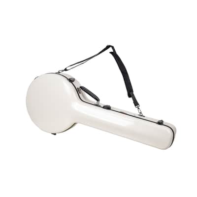 Crossrock Fiberglass Banjo Case-Fits Mastertone & Most 5-String Styles, with Interior Compartment, Backpack Straps, Hygrometer, TSA Lock-Milky White (CRF2023MBJMW) image 4