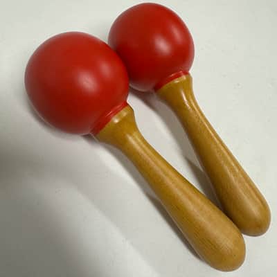 6" Mini Maracas, Wooden, 6" x 2", Mid-East MARR, Painted Red - NEW image 2