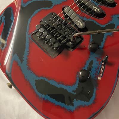 Arbor G-410 Electric Guitar SSS Strat Style Floyd 1980s - Washed Out Red / Blue image 2