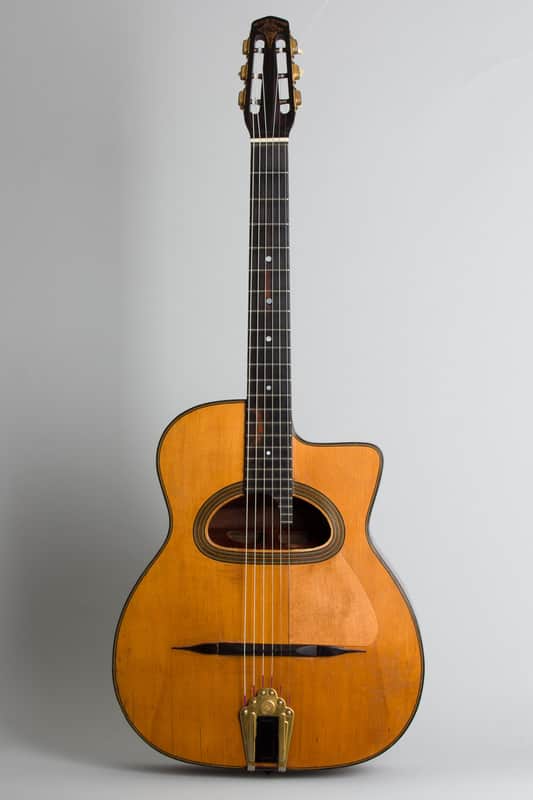 Selmer-Maccaferri  Modele Orchestre Acoustic Guitar (1932), ser. #163, molded fiberglass road case. image 1