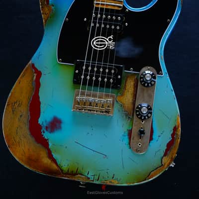 Fender Telecaster Blacktop HH Daphne Blue/Pelham Blue Heavy Aged Relic image 6