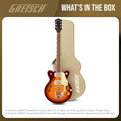 Gretsch G2655T Streamliner Center Block Jr. Double-Cut Electric Guitar with Bigsby and Laurel Fingerboard (Forge Glow) Bundle with Gretsch Case for Streamliner Electric Guitar (Brown) image 9