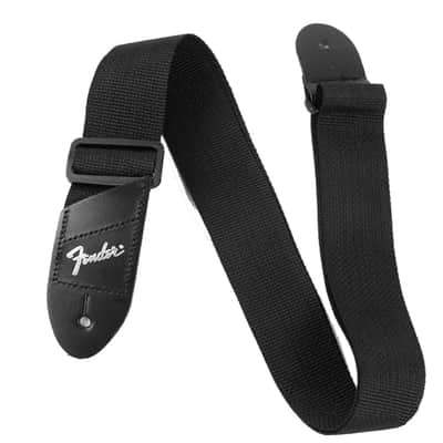 Fender Black 58" Long 2" Wide Guitar Strap - Red logo image 3
