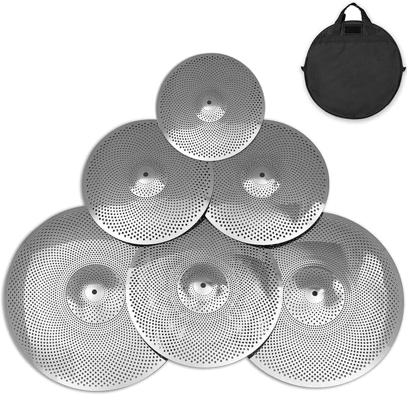 Rythtech Low Volume / Quiet Cymbal Set 10"splash 14"hihat16"crash18"crash20"ride with bags image 1