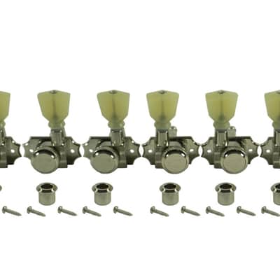 Kluson Revolution Tuners 3x3 No Collar Locking Pearloid button Nickel KRGLNC-3-NP