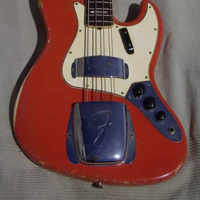 Fender Jazz Bass 1966 - Fiesta Red Matching Headstock image 2