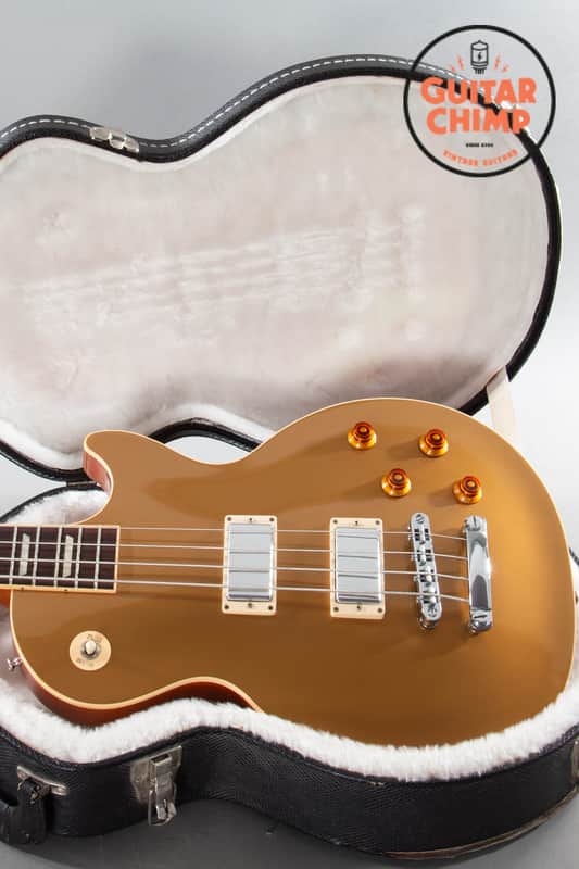 2012 Gibson Les Paul Standard Bass – Goldtop, Rare Oversized Body, Original Case image 1
