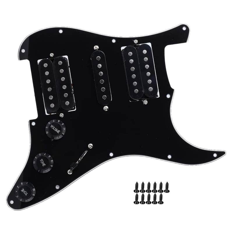 Brand New Electric Guitar Board, Guitar Pickguard Metal PVC Electric Board Pickguard Humbucker with HSH Pickup Loaded Prewired for STRAT(Black) guitar accessories image 1