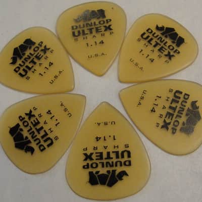 Dunlop 433 ULTEX SHARP 1.14 MM GUITAR PICKS MADE IN THE USA 6 PICKS image 1