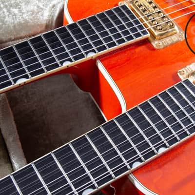 1997 Gretsch G6120-6/12 Nashville Double Neck Orange Stain MIJ OHSC Rare image 5