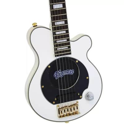 Pignose PGG-259-WH Basswood Body Bolt-On Maple Neck Mini/Travel Built-In Amp 6-String Electric Guitar w/Gig Bag image 4