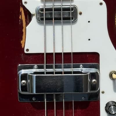 Rickenbacker 4001 Bass 1971 - ultra rare Burgundyglo & Checkerboard Bound & she had a few good gigs ! image 9