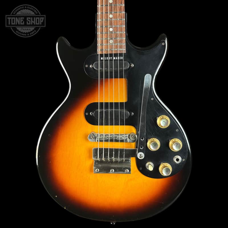 Vintage 1961 Gibson Melody Maker D Sunburst w/non-original chipboard case TSU25064 - Very Good