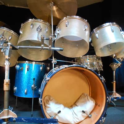 Ludwig, Blaemere Fiberglass, Custom 1969 Blue Sparkle, Beige image 2