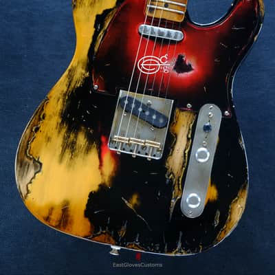 Fender American Vintage '52 Reissue Telecaster Black over Butterscotch Heavy Aged Relic image 7