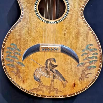 Blueberry Handmade Grand Concert Acoustic Guitar Native American Motif image 6