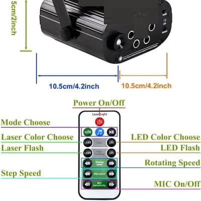 4 Lens RGRB Hypnotic Aurora Laser Effect Mixed Blue LED Background Projector Light Remote Music Auto for DJ Party Show Home Gig Stage Lighting image 2