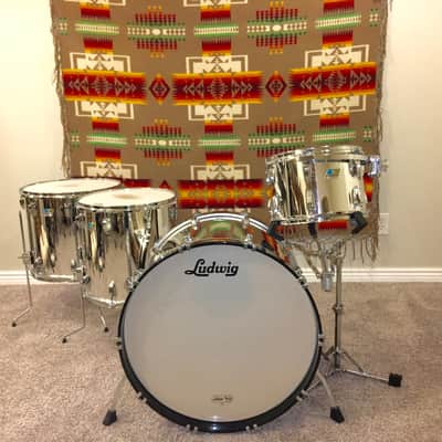 Custom Ludwig Classic Maple Mirror Chrome Drum Kit image 1