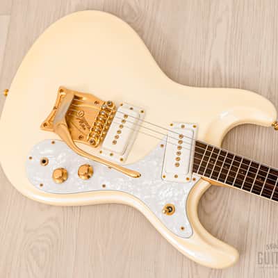 2000s Mosrite Ventures Model Super Custom '65 Pearl White w/ Gold Hardware, Vibramute & Case, Japan Kurokumo image 9