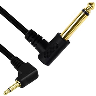 2Pack Right Angle 90 Degree 1/8 to 1/4 Mono Cable, 6.35mm 1/4 Male Mono to 3.5mm 1/8 Mono Male Speaker Cable for Amplifier, Speaker, with Gold Plated Plug 1.8M image 5