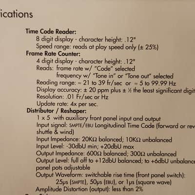 Brainstorm Electronics  SR-15+ Time Code Distripalyzer image 23