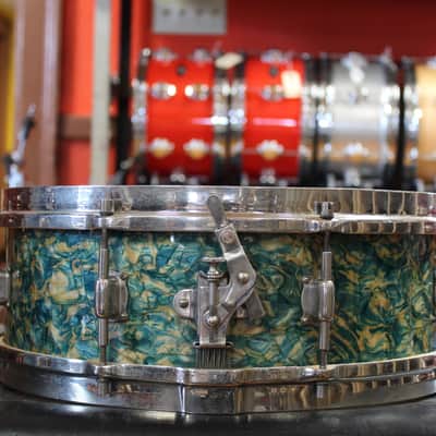 1930s Leedy 5x14 Professional Model Snare Drum in Rainbow Pearl image 4