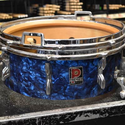 Vintage 1960s Premier Royal Ace 5.5x14 Snare Drum in Blue Pearl image 1