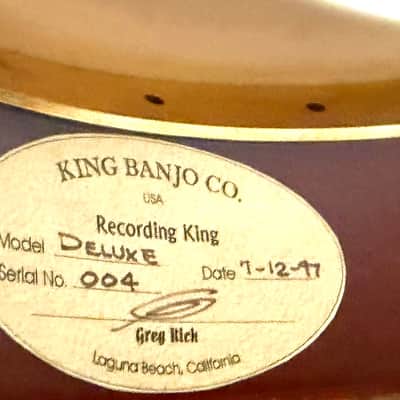 Recording King USA Greg Rich Prototype Five String Banjo Gold Plated Engraved 1997 - Cheery Sunburst Maple image 11