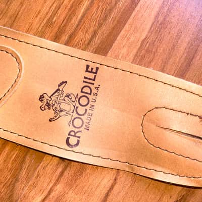 Rare Vintage Crocodile Brand Quality Leather Standard Guitar Strap USA Made! image 1