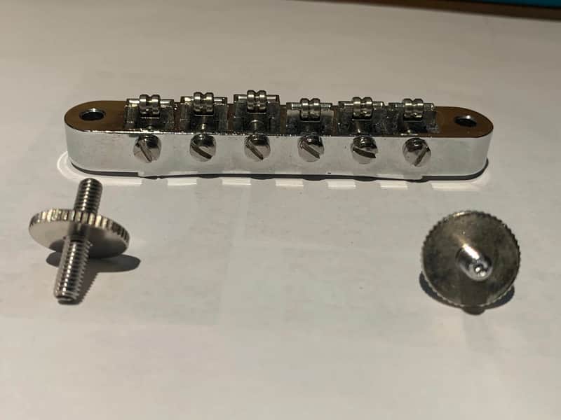 Bm003 Tune-o-matic CHROME Bridge with Roller Saddles image 1