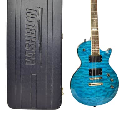 ESP EC-200QM Electric Guitar, See Thru Blue w/ Case image 1