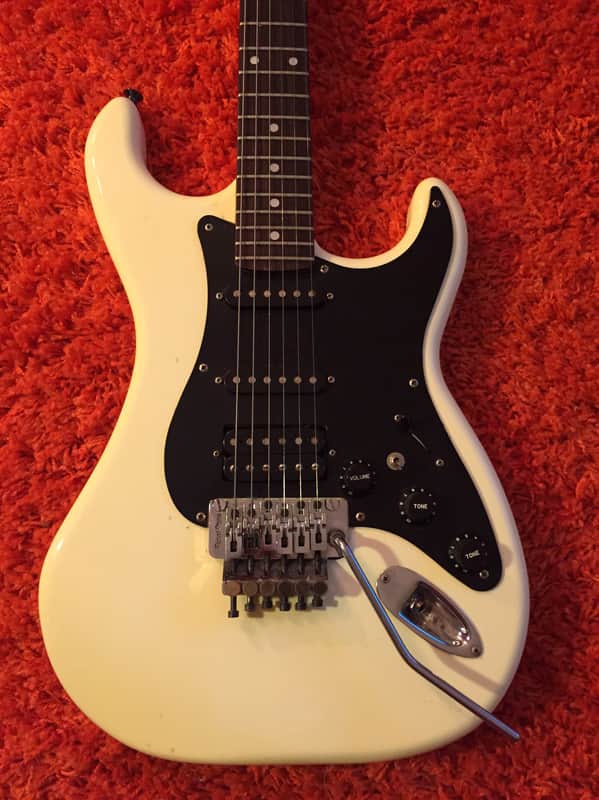 Kramer Focus 3000 Strat MIJ Japan W Original Floyd Rose Banana Headstock 1986 White image 1