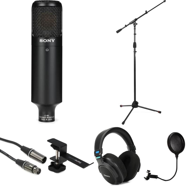 Sony C-80 Condenser Microphone and MDR-MV1 Headphones Bundle image 1