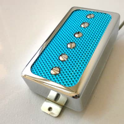 Q pickups Humbucker Sized P90s Set CHROME COVER BLUE FOIL PAF Fits Gibson Epi Greco Ibanez P90 Tone image 7