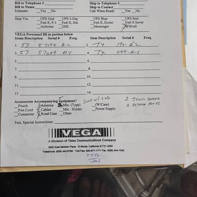 Vega Professional II Model 57 Wireless Mic System Lot 1973 image 8