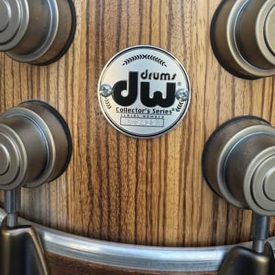 7”x14” Custom Creation Snare Drum - Solid Exotic Zebra Wood Shell - DW Timeless Timber Hardware image 2