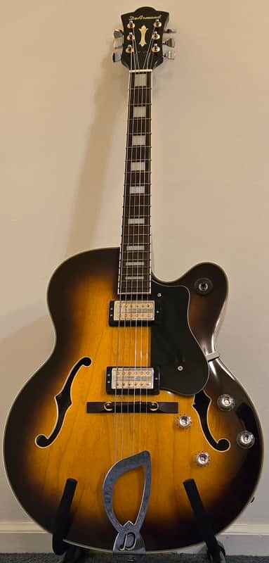 DeArmond X-155 Hollow Body Archtop Jazz Guitar Antique Burst w/ Original Hard Case image 1