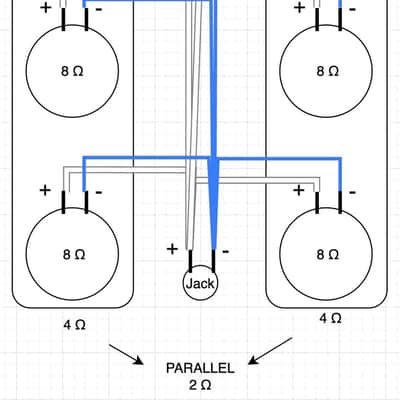 Wiring Harness Layout #3 for Cab 4x10 / 4x12 / 4x15 with all Parallel connect, Vintage Fender Style Speaker Cable, Switchcraft 1/4” image 6