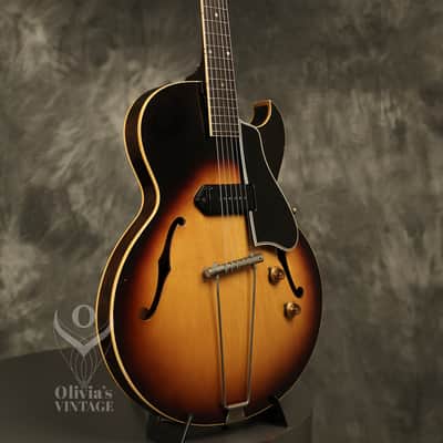 1956 Gibson ES-225 T Sunburst with original Brown hardshell case image 8